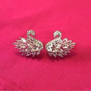 NWOT S925 Cubic Zirconia Swan Stud Earrings